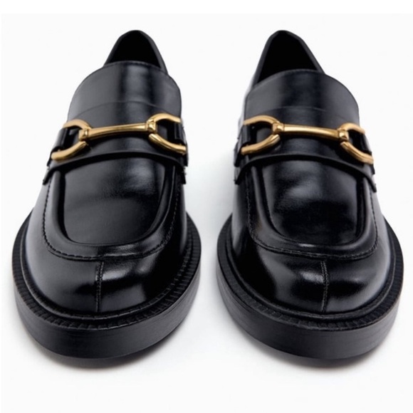 Black Loafers With Gold Buckles - Picture 4 of 9